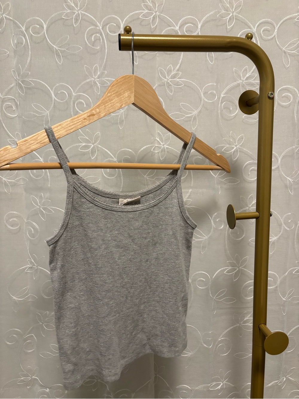 Gray Ribbed Spaghetti Strap Tank Top- Gap Teen 10 approx XXS